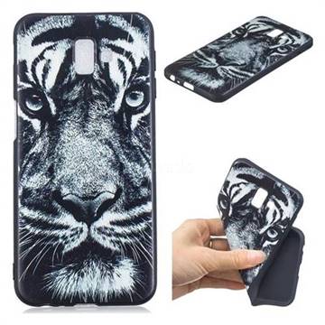 White Tiger 3D Embossed Relief Black TPU Cell Phone Back Cover for Samsung Galaxy J6 Plus / J6 Prime