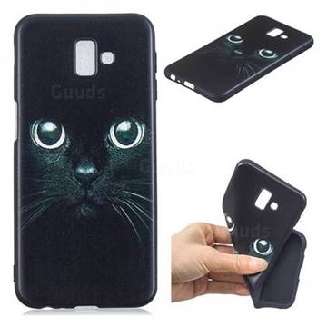 Bearded Feline 3D Embossed Relief Black TPU Cell Phone Back Cover for Samsung Galaxy J6 Plus / J6 Prime
