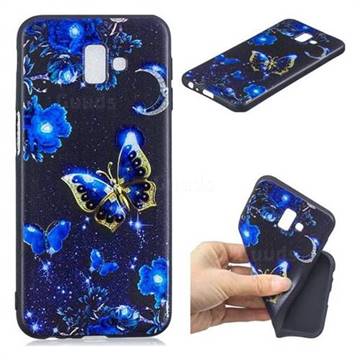 Phnom Penh Butterfly 3D Embossed Relief Black TPU Cell Phone Back Cover for Samsung Galaxy J6 Plus / J6 Prime