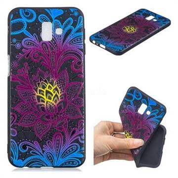 Colorful Lace 3D Embossed Relief Black TPU Cell Phone Back Cover for Samsung Galaxy J6 Plus / J6 Prime
