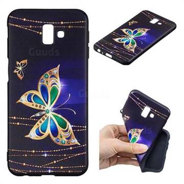 Golden Shining Butterfly 3D Embossed Relief Black Soft Back Cover for Samsung Galaxy J6 Plus / J6 Prime