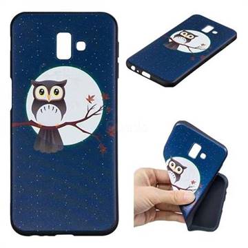 Moon and Owl 3D Embossed Relief Black Soft Back Cover for Samsung Galaxy J6 Plus / J6 Prime