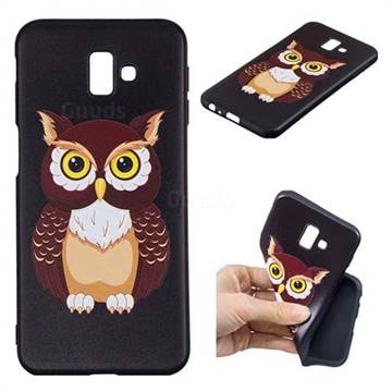 Big Owl 3D Embossed Relief Black Soft Back Cover for Samsung Galaxy J6 Plus / J6 Prime