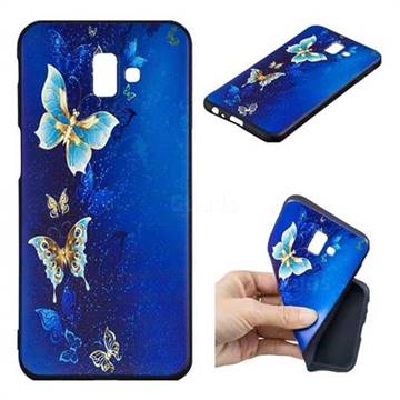 Golden Butterflies 3D Embossed Relief Black Soft Back Cover for Samsung Galaxy J6 Plus / J6 Prime