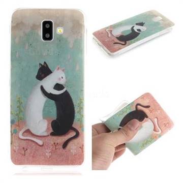 Black and White Cat IMD Soft TPU Cell Phone Back Cover for Samsung Galaxy J6 Plus / J6 Prime