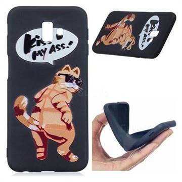 Glasses Cat 3D Embossed Relief Black Soft Back Cover for Samsung Galaxy J6 Plus / J6 Prime