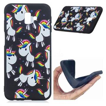 Rainbow Unicorn 3D Embossed Relief Black Soft Back Cover for Samsung Galaxy J6 Plus / J6 Prime