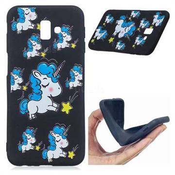 Blue Unicorn 3D Embossed Relief Black Soft Back Cover for Samsung Galaxy J6 Plus / J6 Prime