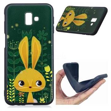 Cute Rabbit 3D Embossed Relief Black Soft Back Cover for Samsung Galaxy J6 Plus / J6 Prime