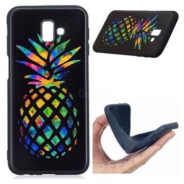 Colorful Pineapple 3D Embossed Relief Black Soft Back Cover for Samsung Galaxy J6 Plus / J6 Prime