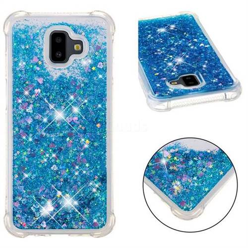 Dynamic Liquid Glitter Sand Quicksand TPU Case for Samsung Galaxy J6 Plus / J6 Prime - Blue Love Heart