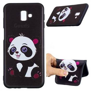 Cute Pink Panda 3D Embossed Relief Black Soft Phone Back Cover for Samsung Galaxy J6 Plus / J6 Prime