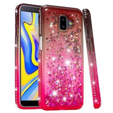 Diamond Frame Liquid Glitter Quicksand Sequins Phone Case for Samsung Galaxy J6 Plus / J6 Prime - Gray Pink