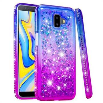 Diamond Frame Liquid Glitter Quicksand Sequins Phone Case for Samsung Galaxy J6 Plus / J6 Prime - Blue Purple