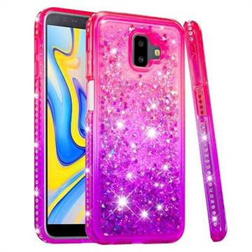 Diamond Frame Liquid Glitter Quicksand Sequins Phone Case for Samsung Galaxy J6 Plus / J6 Prime - Pink Purple