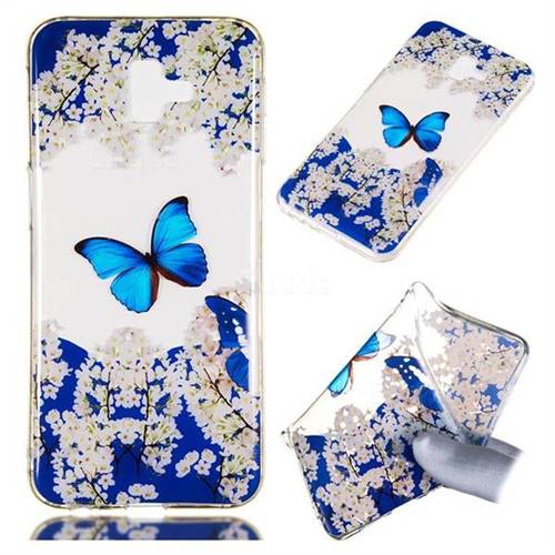 Blue Butterfly Flower Super Clear Soft TPU Back Cover for Samsung Galaxy J6 Plus / J6 Prime