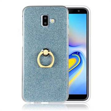 Luxury Soft TPU Glitter Back Ring Cover with 360 Rotate Finger Holder Buckle for Samsung Galaxy J6 Plus / J6 Prime - Blue