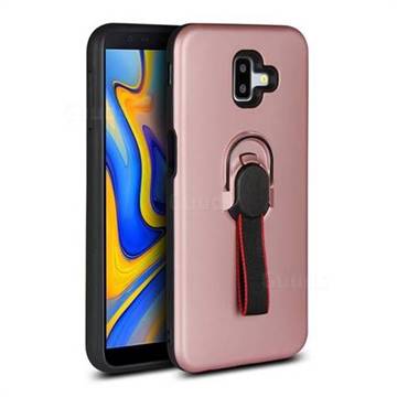 Raytheon Multi-function Ribbon Stand Back Cover for Samsung Galaxy J6 Plus / J6 Prime - Rose Gold