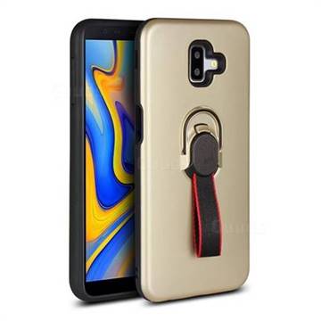 Raytheon Multi-function Ribbon Stand Back Cover for Samsung Galaxy J6 Plus / J6 Prime - Golden