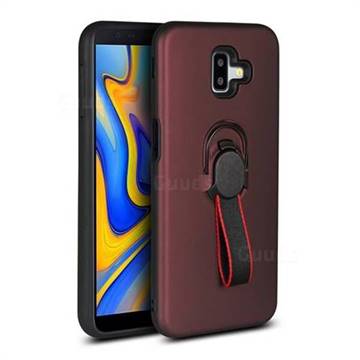 Raytheon Multi-function Ribbon Stand Back Cover for Samsung Galaxy J6 Plus / J6 Prime - Wine Red