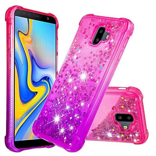 Rainbow Gradient Liquid Glitter Quicksand Sequins Phone Case for Samsung Galaxy J6 Plus / J6 Prime - Pink Purple