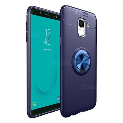 Auto Focus Invisible Ring Holder Soft Phone Case for Samsung Galaxy J6 Plus / J6 Prime - Blue