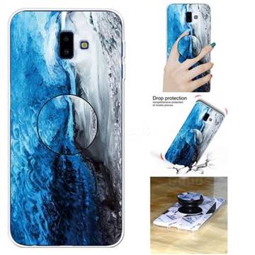 Dark Blue Marble Pop Stand Holder Varnish Phone Cover for Samsung ...