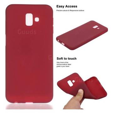 Soft Matte Silicone Phone Cover for Samsung Galaxy J6 Plus / J6 Prime - Wine Red