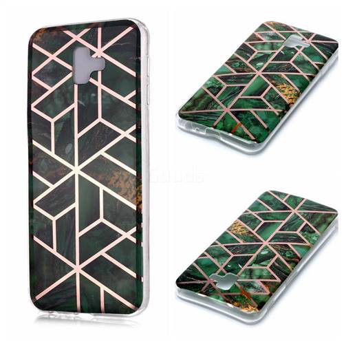 Green Rhombus Galvanized Rose Gold Marble Phone Back Cover for Samsung Galaxy J6 Plus / J6 Prime