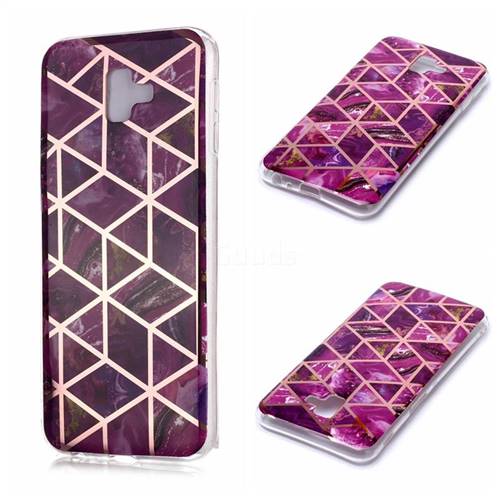 Purple Rhombus Galvanized Rose Gold Marble Phone Back Cover for Samsung Galaxy J6 Plus / J6 Prime