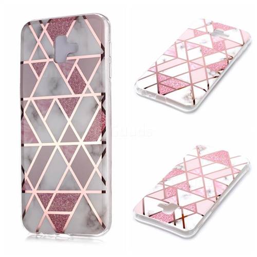 Pink Rhombus Galvanized Rose Gold Marble Phone Back Cover for Samsung Galaxy J6 Plus / J6 Prime