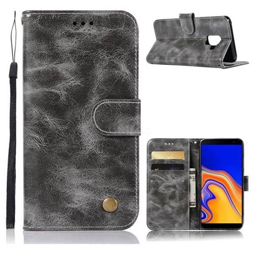 Luxury Retro Leather Wallet Case for Samsung Galaxy J6 Plus / J6 Prime - Gray