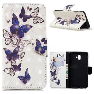 Flying Butterflies 3D Painted Leather Wallet Phone Case for Samsung Galaxy J6 Plus / J6 Prime