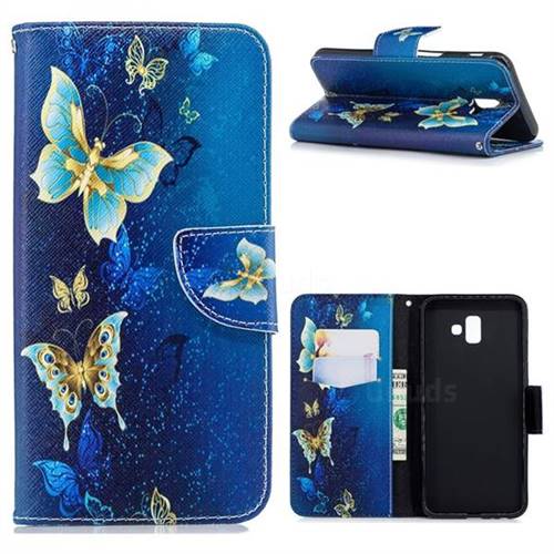 Golden Butterflies Leather Wallet Case for Samsung Galaxy J6 Plus / J6 Prime