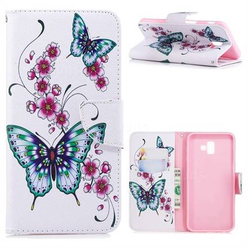 Peach Butterflies Leather Wallet Case for Samsung Galaxy J6 Plus / J6 Prime