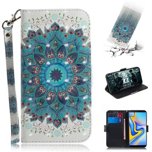 Peacock Mandala 3D Painted Leather Wallet Phone Case for Samsung Galaxy J6 Plus / J6 Prime