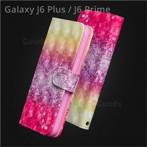 Gradient Rainbow 3D Painted Leather Wallet Case for Samsung Galaxy J6 Plus / J6 Prime