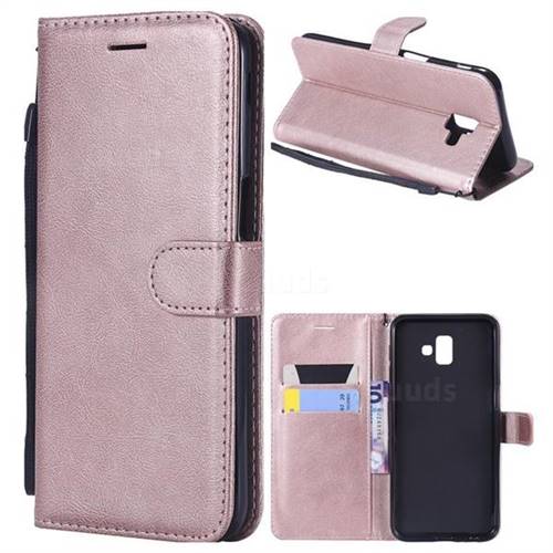 Retro Greek Classic Smooth PU Leather Wallet Phone Case for Samsung Galaxy J6 Plus / J6 Prime - Rose Gold