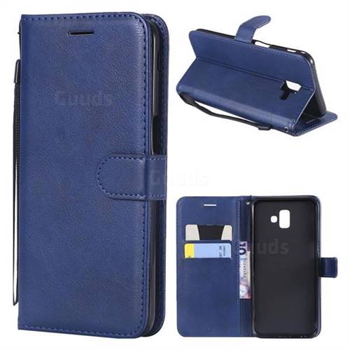 Retro Greek Classic Smooth PU Leather Wallet Phone Case for Samsung Galaxy J6 Plus / J6 Prime - Blue
