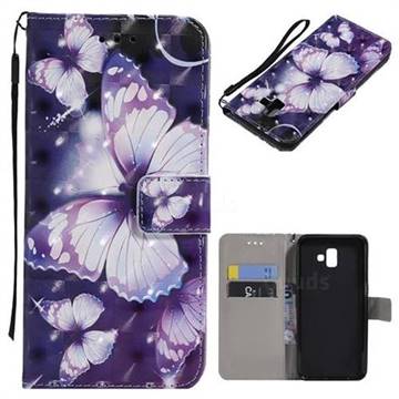 Violet butterfly 3D Painted Leather Wallet Case for Samsung Galaxy J6 Plus / J6 Prime