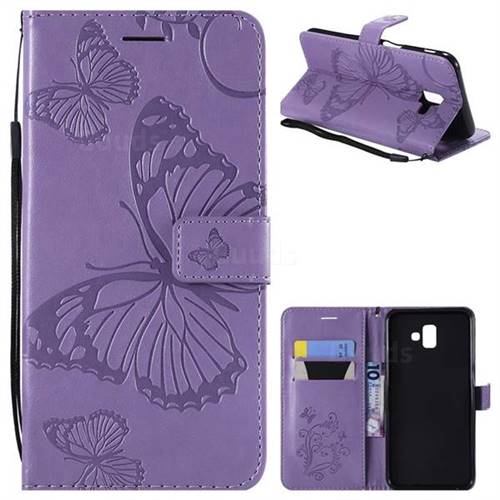 Embossing 3D Butterfly Leather Wallet Case for Samsung Galaxy J6 Plus / J6 Prime - Purple