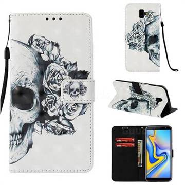Skull Flower 3D Painted Leather Wallet Case for Samsung Galaxy J6 Plus / J6 Prime