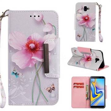Pearl Flower Big Metal Buckle PU Leather Wallet Phone Case for Samsung Galaxy J6 Plus / J6 Prime
