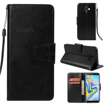 Retro Phantom Smooth PU Leather Wallet Holster Case for Samsung Galaxy J6 Plus / J6 Prime - Black