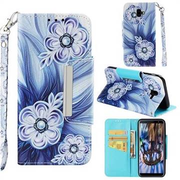 Button Flower Big Metal Buckle PU Leather Wallet Phone Case for Samsung Galaxy J6 Plus / J6 Prime