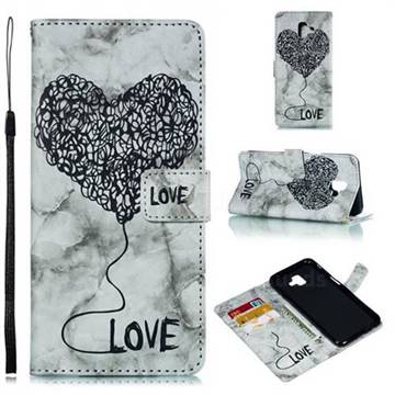 Marble Heart PU Leather Wallet Phone Case for Samsung Galaxy J6 Plus / J6 Prime - Black