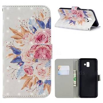 Rose Flowers 3D Painted Leather Phone Wallet Case for Samsung Galaxy J6 Plus / J6 Prime