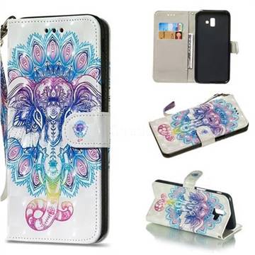 Colorful Elephant 3D Painted Leather Wallet Phone Case for Samsung Galaxy J6 Plus / J6 Prime