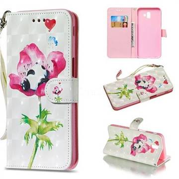 Flower Panda 3D Painted Leather Wallet Phone Case for Samsung Galaxy J6 Plus / J6 Prime