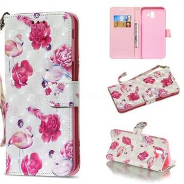 Flamingo 3D Painted Leather Wallet Phone Case for Samsung Galaxy J6 Plus / J6 Prime